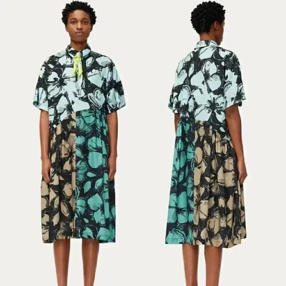 NWT Stine Goya Hunter Abstract Floral Recycled Blend Midi Dress - Picture 1 of 8
